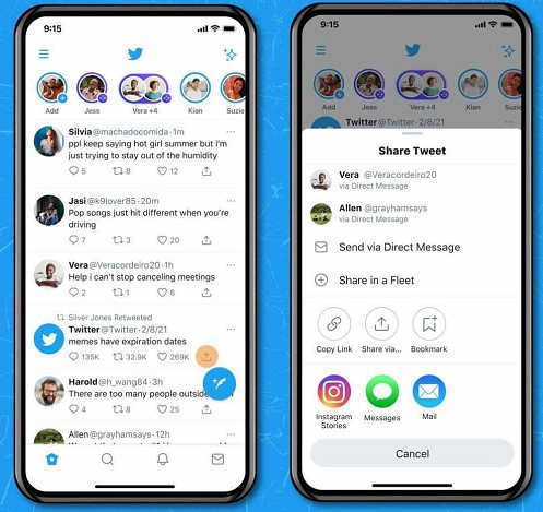 twitter share instagram stories