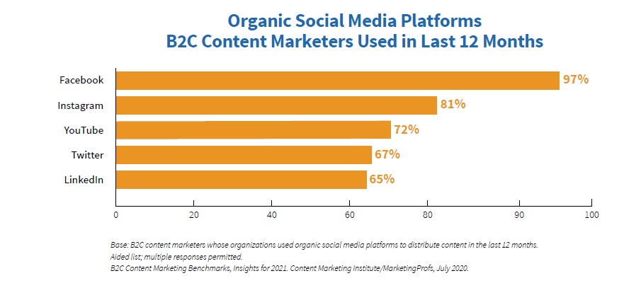 grafiek gebruikte social media platformen