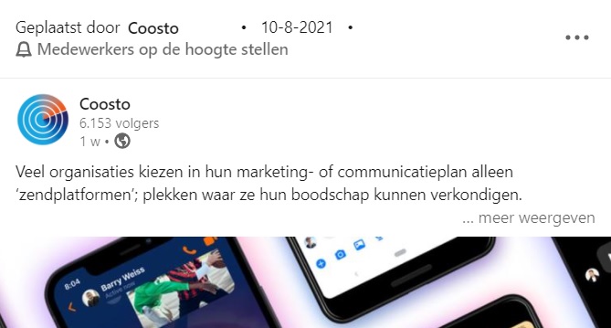 linkedin medewerkers op de hoogte stellen