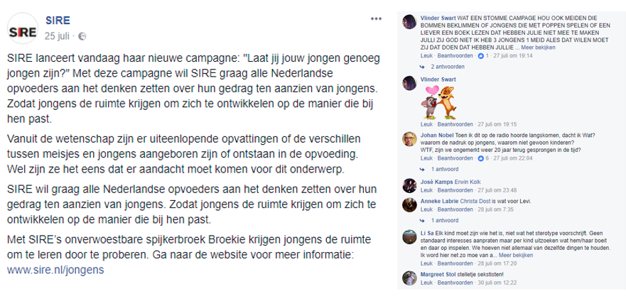 reacties SIRE op Facebook post